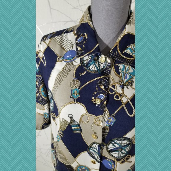 St. Michael VTG Nautical Sailing Printed Pleated Midi Skirt Set - Picture 2 of 7